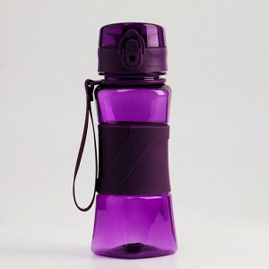 Бутылка для воды 450 мл, с резиновой вставкой, 20х6.5 см, фиолетовая 7348206