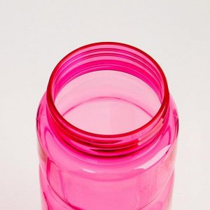Бутылка для воды 800 мл, фигурная, с поильником, с отсеком,откидная крышка, розовая, 7х25 см