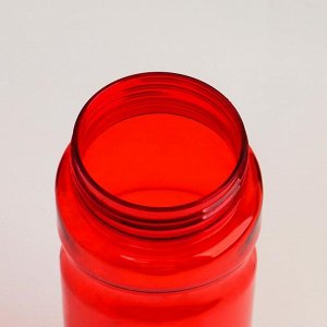 Бутылка для воды 800 мл, фигурная, с поильником, с отсеком,откидная крышка, красная, 7х25 см