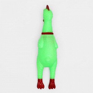 Игрушка пищащая "Курица" малая для собак, 16,5 см, ярко-зелёная
