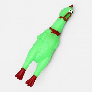 Игрушка пищащая "Курица" малая для собак, 16,5 см, ярко-зелёная