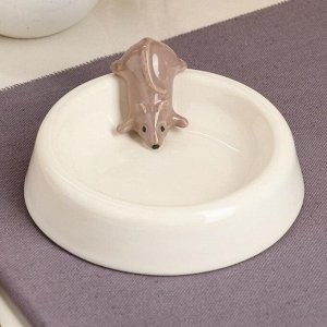 Миска "Серая мышка", белая, керамика, 0.2 л
