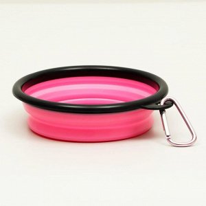СИМА-ЛЕНД Миска силиконовая, складная, 350 мл, 13 см, розовая