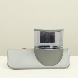 Комплекс для кормления с автопоилкой и съёмной миской, бело-серый
