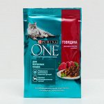 Влажный корм Purinа one для взрослых кошек, говядина/морковь