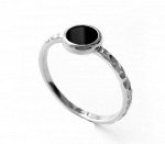 Серебряное узкое кольцо &quot;Black&quot; с черным агатом