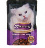 Влажный корм Chammy для кошек, мясное ассорти в соусе, пауч
