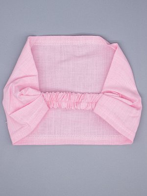 Косынка для девочки на резинке, сбоку ажурная розовая бабочка, светло-розовый