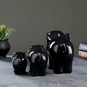 Набор фигур "Семья слонов" черный, 57х15х9см