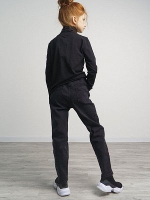 Брюки текстильные джинсовые утепленные с начесом для девочек на рост 152-156