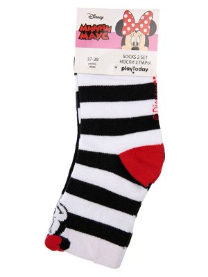 Носки трикотажные для девочек, 2 пары в комплекте черный,белый,красный