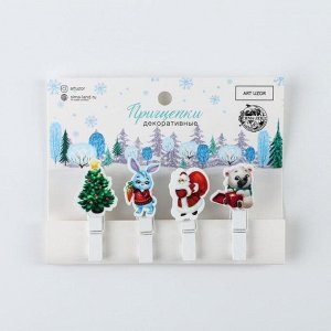 Набор декоративных прищепок «Дедушка Мороз», 12 ? 9,7 см