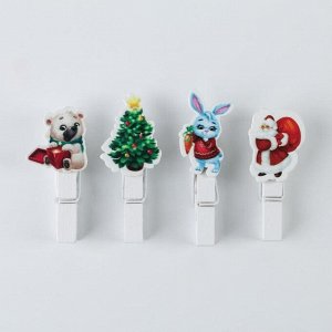 Набор декоративных прищепок «Дедушка Мороз», 12 ? 9,7 см