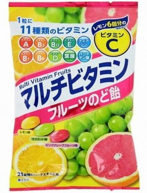 Леденцы Senjaku фруктовые мультивитамины (лимон, клубника, яблоко) 76г 1/6/48 Япония