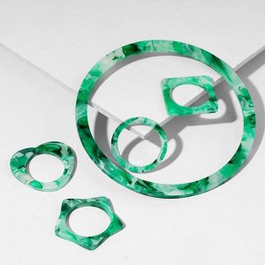 Набор 5 предмета: браслет и 4 кольца из акрила "Тень", цвет бело-зелёный, d=6,1, размер 16, 17