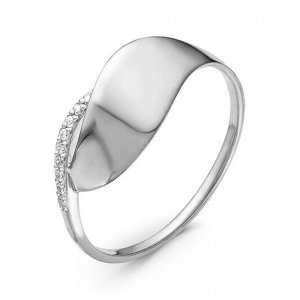 Кольцо посеребрение "Линия" 20-07191, цвет белый в серебре, размер 20