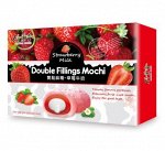 Японское рисовое пирожное МОТИ DOUBLE FILLING MOCHI Клубника с молоком