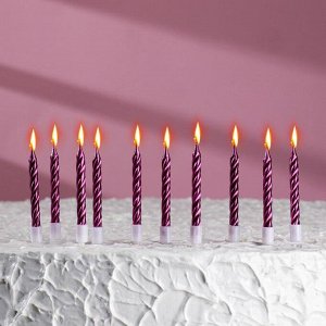 Свечи в торт &quot;Спираль&quot;, 10 шт, средние, 7 см, фиолетовый металлик