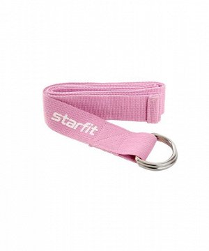 Ремень для йоги STARFIT Core YB-100 180 см, хлопок, розовый пастель