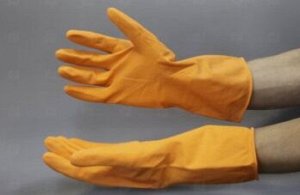 * Перчатки хозяйственные латексные c хлопковым напылением Ice-Lizard Оранжевого цвета