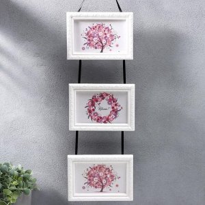 Фоторамка-коллаж на 3 фото 10x15 см «Тройная на тесьме», белый