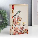 Сейф-книга дерево кожзам &quot;Зелёная птичка с розовыми цветами&quot; 21х13х5 см