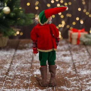 Новогодний шут "В красно-зелёном костюме с бантиком" 18х30 см