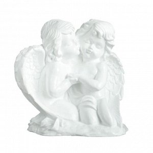 Фигура "Ангелы с сердцем пара вместе" белый 13х26х27см