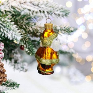 Ёлочная игрушка "Дед Мороз в золотом костюме", 8 см, стекло