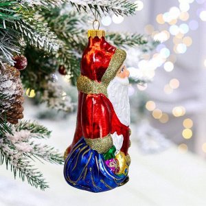 Ёлочная игрушка "Счастливый Дед Мороз", 16.5 см, стекло