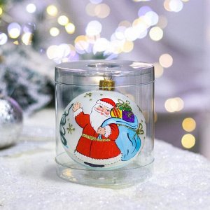 Ёлочная игрушка Шар &quot;Дед Мороз с подарками&quot;, 80 мм, стекло