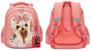 Рюкзак школьный RAz-186-2/1 "Розовая собачка" 28х36х20 см GRIZZLY {Китай}