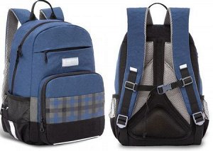 Рюкзак школьный RB-155-1/1 синий - черный 25х40х13 см GRIZZLY {Китай}