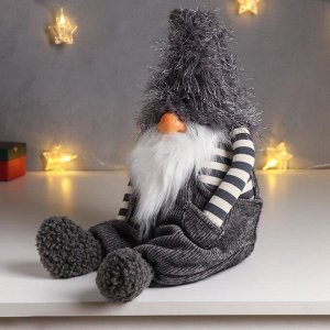 Кукла интерьерная "Дед Мороз в сером комбинезоне и колпаке-травке" 60х18х23 см