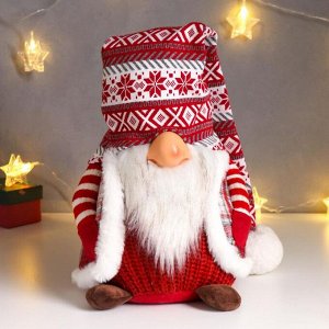 Кукла интерьерная "Дед Мороз в красном кафтане, колпак со скандинавскими узорами" 76х22х21 см  62601