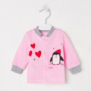 Кофточка детская «Пингвинята», цвет розовый, рост 62 см