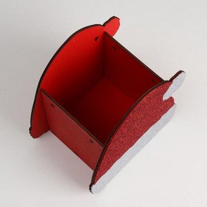 Ящик подарочный деревянный блестящий "Шапка" красный 19,7х13,1х20 см