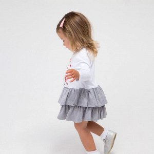 Платье для девочки "Тигренок", цвет белый/серый, рост 80