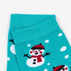 Носки мужские«Снеговики» цвет бирюзовый, размер 29