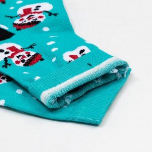 Носки мужские«Снеговики» цвет бирюзовый, размер 25