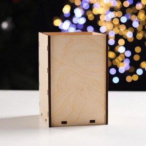 Ящик подарочный деревянный "Символ года 2022. Тигр в шапочке" большой 9,8х10,6х14,7 см