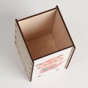 Ящик подарочный деревянный "Символ года 2022. Тигренок с подарком" большой 9,8х10,6х14,7 см