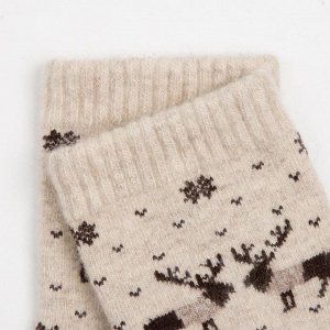 Носки мужские шерстяные, цвет шоколад/олени, размер 27 (41-43)