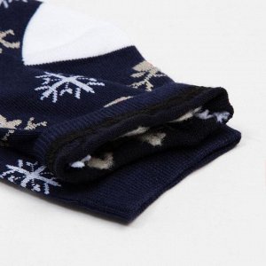 Носки детские «Олени и снежинки» цвет синий, размер 20-22