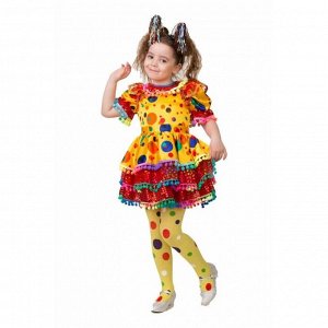 Карнавальный костюм «Хлопушка», сатин, платье, ободок, р. 34, рост 134 см