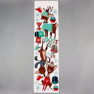 Интерьерные наклейки "Новогодние олени" 25х90 см коричневый
