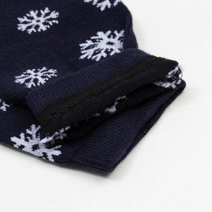Носки женские «Мишка и снежинки» цвет синий, размер 23-25