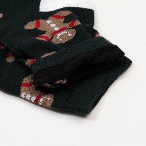 Носки женские «Печеньки» цвет тёмно-зелёный, размер 23-25
