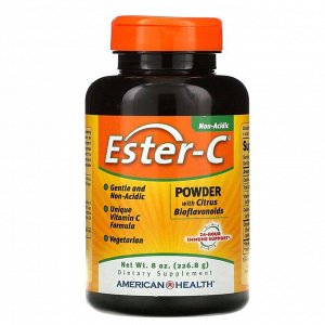 American Health, Ester-C, порошок с цитрусовыми биофлавоноидами, 226,8 г (8 унций)