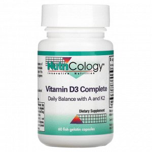 Nutricology, комплекс с витамином D3, 60 капсул из рыбьего желатина